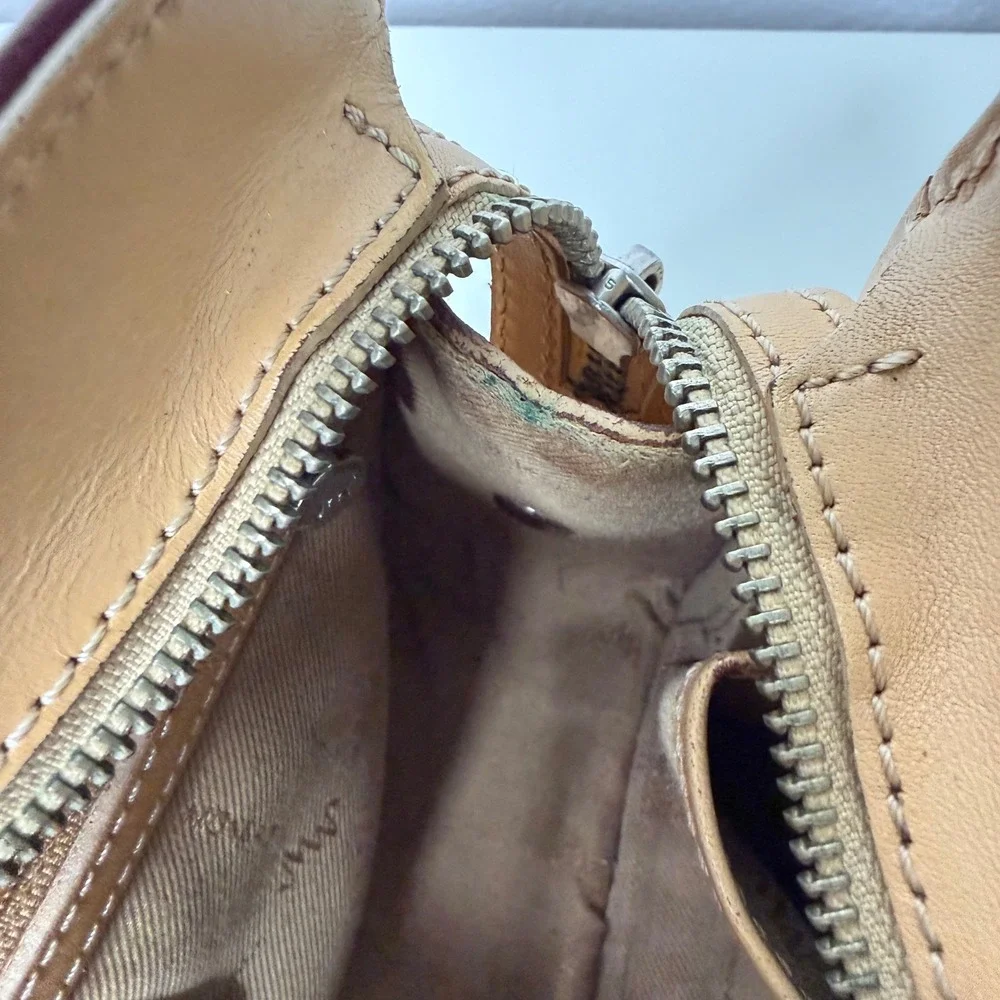 Monsac Leather Handbag Womens Tan Structured Minimalist Office Siren Small